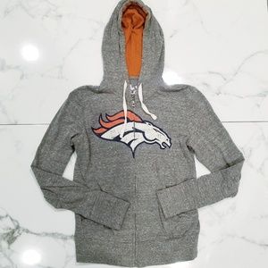 Vintage Broncos Grey Zip Up Hoodie